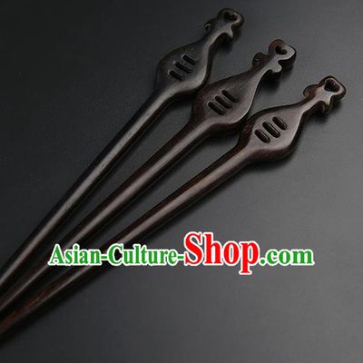 Chinese Classical Ebony Hair Clip Hanfu Hair Accessories Handmade Ancient Princess Wood Hairpins for Women