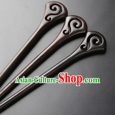 Chinese Classical Ebony Hair Clip Hanfu Hair Accessories Handmade Ancient Princess Wood Carving Cloud Hairpins for Women