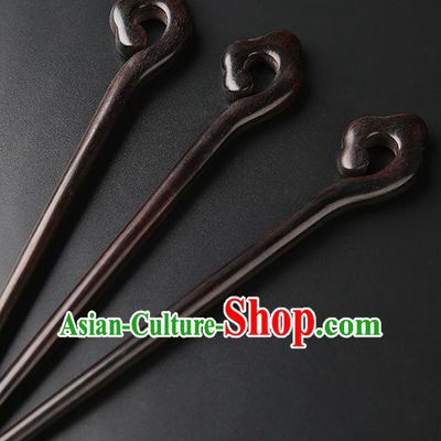 Chinese Classical Ebony Hair Clip Hanfu Hair Accessories Handmade Ancient Princess Wood Hairpins for Women