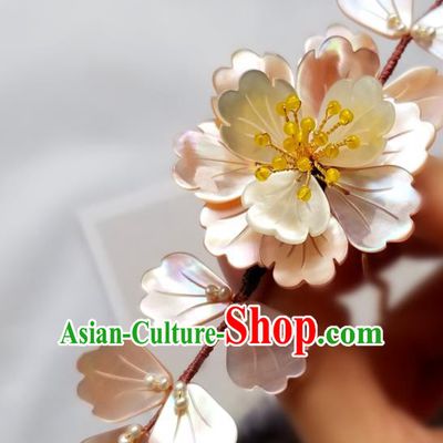 Chinese Classical Pink Peony Hair Crown Hanfu Hair Accessories Handmade Ancient Qing Dynasty Princess Flowers Hairpins for Women