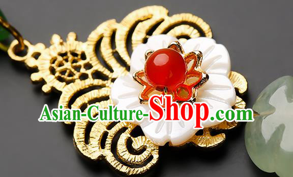 Handmade Chinese Jade Ear Accessories Classical Eardrop Ancient Women Hanfu Golden Earrings Handmade Chinese Jade Ear Accessories Classical Eardrop Ancient Women Hanfu Golden Earrings