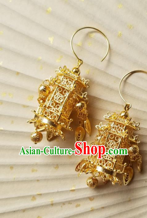 Handmade Chinese Court Woman Ear Accessories Classical Eardrop Ancient Empress Hanfu Golden Earrings Handmade Chinese Court Woman Ear Accessories Classical Eardrop Ancient Empress Hanfu Golden Earrings