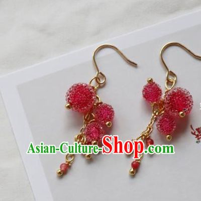 Handmade Chinese Ear Accessories Classical Eardrop Ancient Women Hanfu Waxberry Earrings
