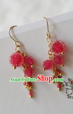 Handmade Chinese Ear Accessories Classical Eardrop Ancient Women Hanfu Waxberry Earrings