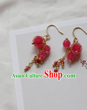 Handmade Chinese Ear Accessories Classical Eardrop Ancient Women Hanfu Waxberry Earrings