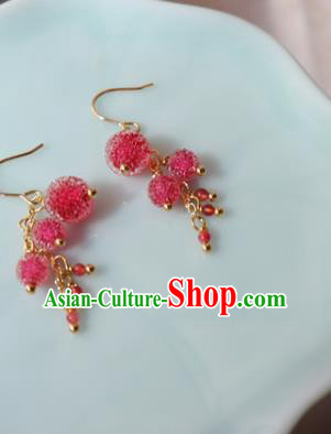 Handmade Chinese Ear Accessories Classical Eardrop Ancient Women Hanfu Waxberry Earrings