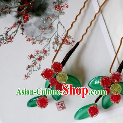Chinese Classical Hair Clip Hanfu Hair Accessories Handmade Ancient Princess Waxberry Hairpins for Women