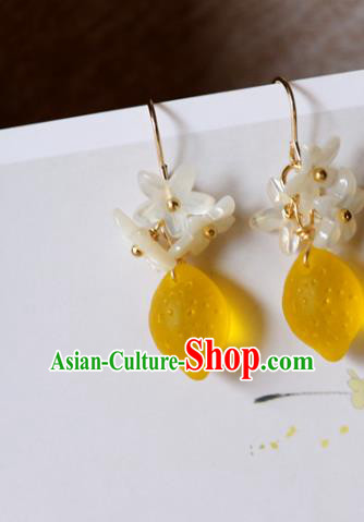 Handmade Chinese Shell Flowers Ear Accessories Classical Eardrop Ancient Women Hanfu Lemon Earrings Handmade Chinese Shell Flowers Ear Accessories Classical Eardrop Ancient Women Hanfu Lemon Earrings