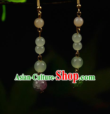 Handmade Chinese Green Beads Ear Accessories Classical Eardrop Ancient Women Hanfu Earrings Handmade Chinese Green Beads Ear Accessories Classical Eardrop Ancient Women Hanfu Earrings