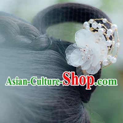 Chinese Classical Silk Flowers Hair Clip Hanfu Hair Accessories Handmade Ancient Princess Hairpin for Women
