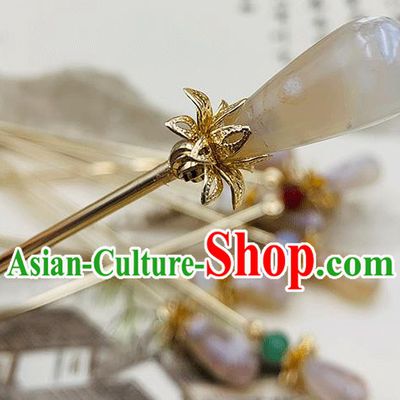 Chinese Classical Tang Dynasty Hair Clip Hanfu Hair Accessories Handmade Ancient Princess Golden Hairpin for Women