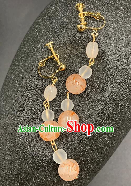 Handmade Chinese Orange Beads Ear Accessories Classical Eardrop Ancient Women Hanfu Earrings Handmade Chinese Orange Beads Ear Accessories Classical Eardrop Ancient Women Hanfu Earrings