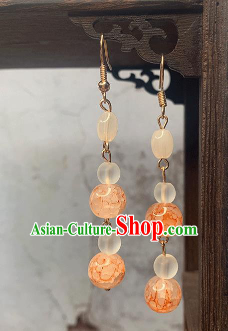 Handmade Chinese Orange Beads Ear Accessories Classical Eardrop Ancient Women Hanfu Earrings Handmade Chinese Orange Beads Ear Accessories Classical Eardrop Ancient Women Hanfu Earrings