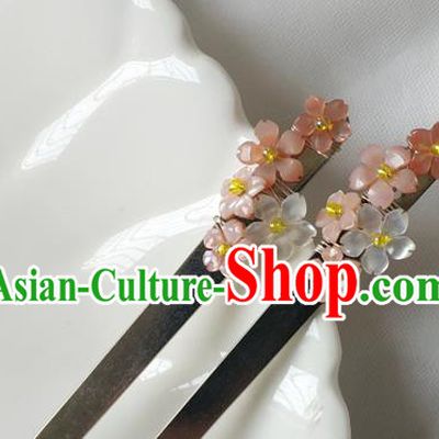 Chinese Classical Sakura Hair Clip Hanfu Hair Accessories Handmade Ancient Princess Shell Flowers Hairpins for Women