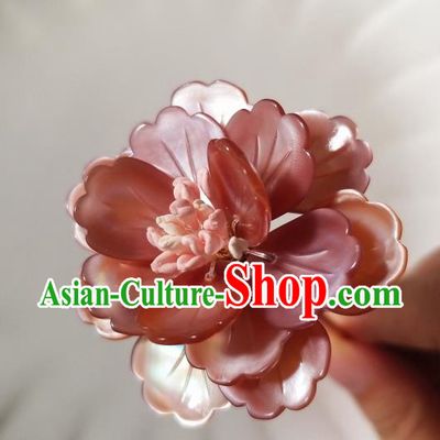 Chinese Classical Shell Peony Hair Clip Hanfu Hair Accessories Handmade Ancient Princess Hairpins for Women