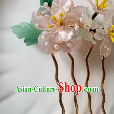 Chinese Classical Plum Hair Comb Hanfu Hair Accessories Handmade Ancient Princess Butterfly Hairpins for Women