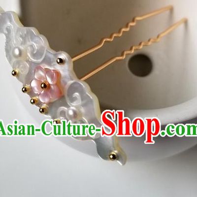 Chinese Classical Shell Cloud Hair Comb Hanfu Hair Accessories Handmade Ancient Song Dynasty Empress Hairpins for Women