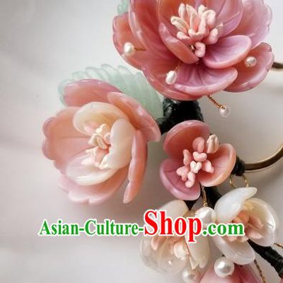 Chinese Classical Peach Flower Hair Comb Hanfu Hair Accessories Handmade Ancient Song Dynasty Empress Hairpins for Women