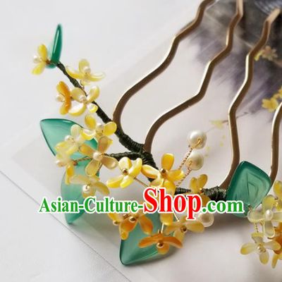 Chinese Classical Fragrans Hair Comb Hanfu Hair Accessories Handmade Ancient Princess Flowers Hairpins for Women