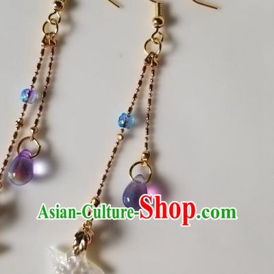 Handmade Chinese Shell Star Ear Accessories Classical Eardrop Ancient Women Hanfu Golden Tassel Earrings