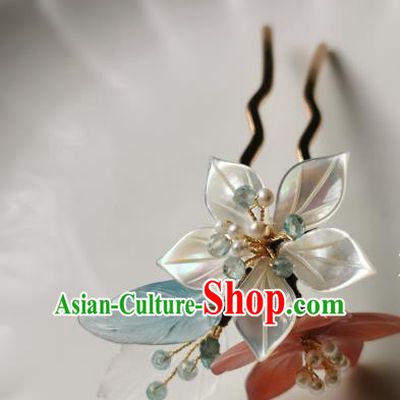 Chinese Classical Shell Sakura Hair Clip Hanfu Hair Accessories Handmade Ancient Song Dynasty Queen Hairpins for Women