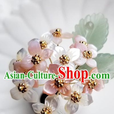 Chinese Classical Hydrangea Hair Clip Hanfu Hair Accessories Handmade Ancient Queen Shell Flowers Hairpins for Women