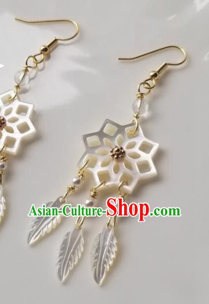 Handmade Chinese Shell Dreamcatcher Ear Accessories Classical Eardrop Ancient Women Hanfu Earrings Handmade Chinese Shell Dreamcatcher Ear Accessories Classical Eardrop Ancient Women Hanfu Earrings