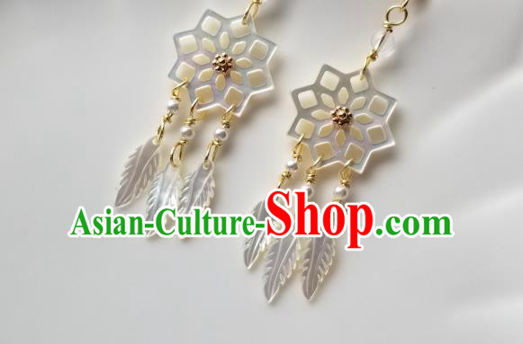 Handmade Chinese Shell Dreamcatcher Ear Accessories Classical Eardrop Ancient Women Hanfu Earrings Handmade Chinese Shell Dreamcatcher Ear Accessories Classical Eardrop Ancient Women Hanfu Earrings