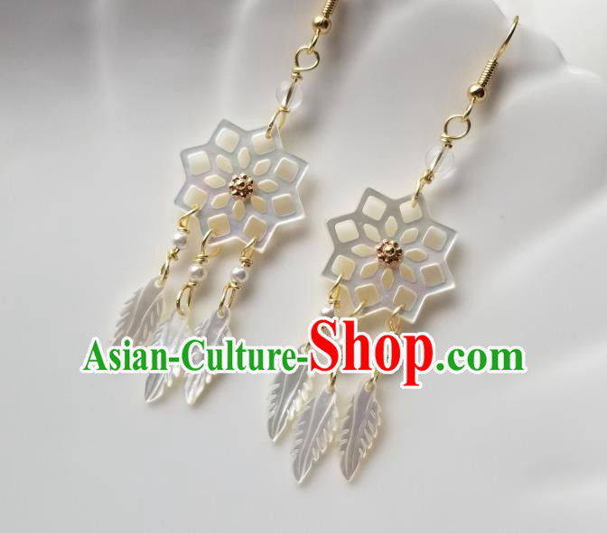 Handmade Chinese Shell Dreamcatcher Ear Accessories Classical Eardrop Ancient Women Hanfu Earrings Handmade Chinese Shell Dreamcatcher Ear Accessories Classical Eardrop Ancient Women Hanfu Earrings