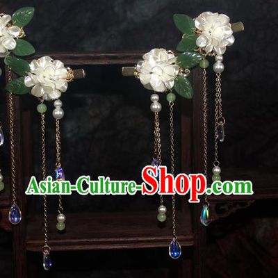 Chinese Classical Flowers Hair Sticks Hanfu Hair Accessories Handmade Ancient Princess Hairpins Tassel Hair Claws for Women