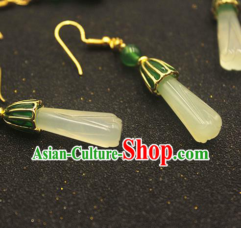 Handmade Chinese Jade Ear Accessories Classical Eardrop Ancient Women Hanfu Court Earrings Handmade Chinese Jade Ear Accessories Classical Eardrop Ancient Women Hanfu Court Earrings