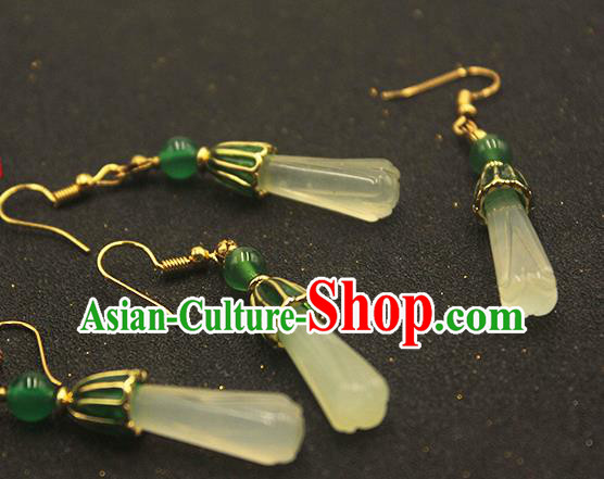 Handmade Chinese Jade Ear Accessories Classical Eardrop Ancient Women Hanfu Court Earrings Handmade Chinese Jade Ear Accessories Classical Eardrop Ancient Women Hanfu Court Earrings