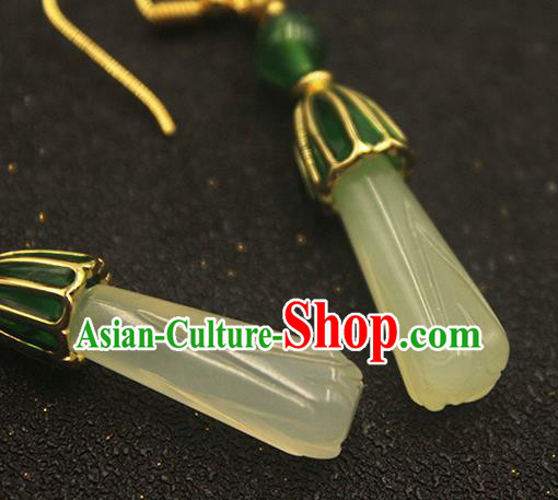 Handmade Chinese Jade Ear Accessories Classical Eardrop Ancient Women Hanfu Court Earrings Handmade Chinese Jade Ear Accessories Classical Eardrop Ancient Women Hanfu Court Earrings