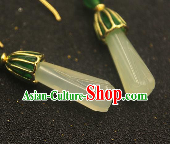 Handmade Chinese Jade Ear Accessories Classical Eardrop Ancient Women Hanfu Court Earrings Handmade Chinese Jade Ear Accessories Classical Eardrop Ancient Women Hanfu Court Earrings