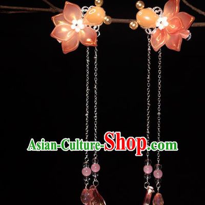 Chinese Classical Pink Goldfish Hair Sticks Hanfu Hair Accessories Handmade Ancient Princess Tassel Hair Claws for Women