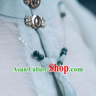 Chinese Handmade Jade Necklet Classical Jewelry Accessories Ancient Hanfu Necklace for Women