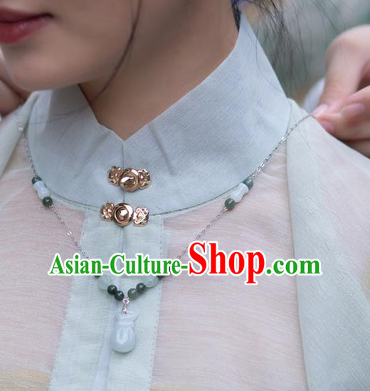 Chinese Handmade Jade Necklet Classical Jewelry Accessories Ancient Hanfu Necklace for Women Chinese Handmade Jade Necklet Classical Jewelry Accessories Ancient Hanfu Necklace for Women