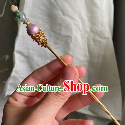Chinese Song Dynasty Court Hairpin Handmade Ancient Empress Hanfu Hair Accessories Glass Hair Clip