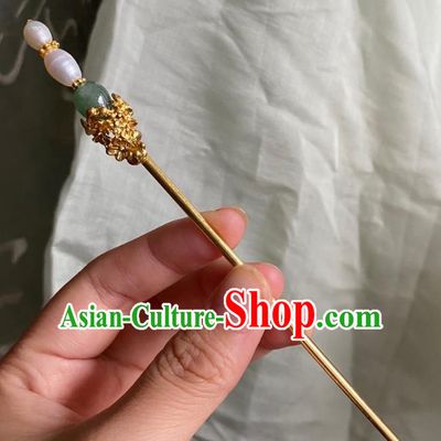 Chinese Ancient Court Empress Hairpin Handmade Hanfu Hair Accessories Golden Hair Clip