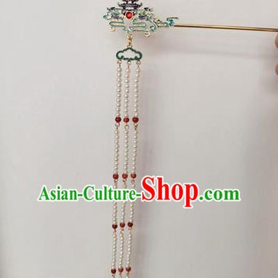 Chinese Classical Ancient Ming Dynasty Empress Long Tassel Hairpins Women Hanfu Hair Accessories Handmade Court Hair Clip