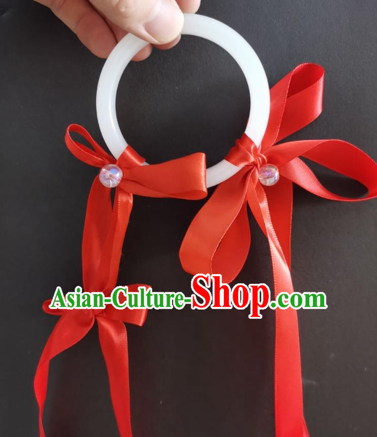 Chinese Classical Red Silk Ribbon Waist Accessories Ancient Song Dynasty Princess Belt Ornaments