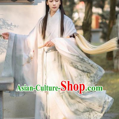 Chinese Ancient Swordsman Hanfu Apparels Traditional Costumes Ming Dynasty Garment Cloak Shirt and Skirt for Men