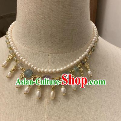 Chinese Handmade Pearls Necklet Classical Jewelry Accessories Ancient Hanfu Beads Necklace for Women