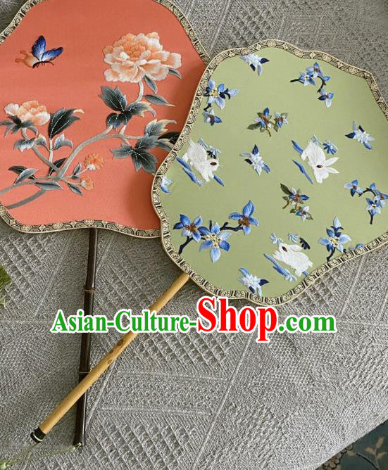 Chinese Classical Ancient Hanfu Green Silk Fan Ming Dynasty Princess Embroidered Palace Fans Chinese Classical Ancient Hanfu Green Silk Fan Ming Dynasty Princess Embroidered Palace Fans