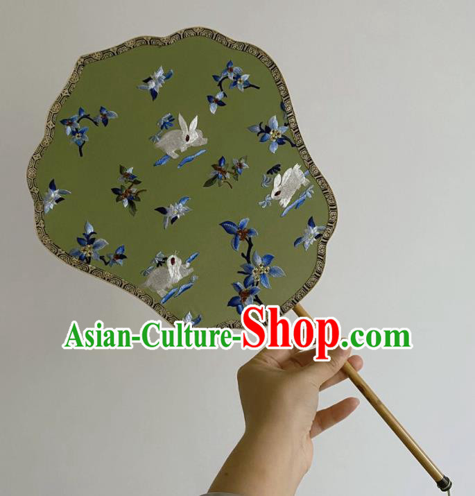 Chinese Classical Ancient Hanfu Green Silk Fan Ming Dynasty Princess Embroidered Palace Fans Chinese Classical Ancient Hanfu Green Silk Fan Ming Dynasty Princess Embroidered Palace Fans