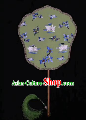 Chinese Classical Ancient Hanfu Green Silk Fan Ming Dynasty Princess Embroidered Palace Fans Chinese Classical Ancient Hanfu Green Silk Fan Ming Dynasty Princess Embroidered Palace Fans