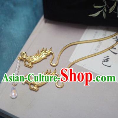 Chinese Ancient Empress Hairpins Hair Accessories Handmade Ming Dynasty Golden Phoenix Hair Stick