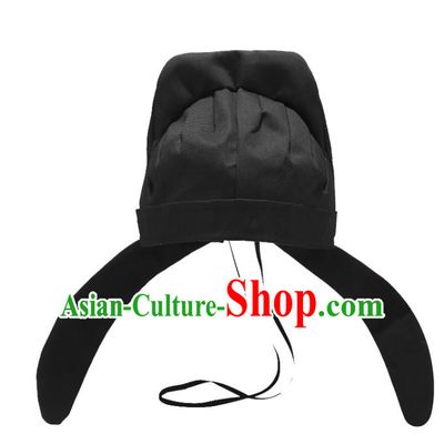 Chinese Classical Ancient Swordsman Hanfu Black Hat Tang Dynasty Imperial Bodyguard Headwear for Men