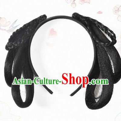 Chinese Classical Ancient Young Lady Hanfu Wigs Song Dynasty Palace Maid Wig Hair Clasp Accessories