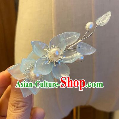 Chinese Ancient Princess Blue Sakura Hairpin Hanfu Hair Accessories Women Handmade Hair Claw